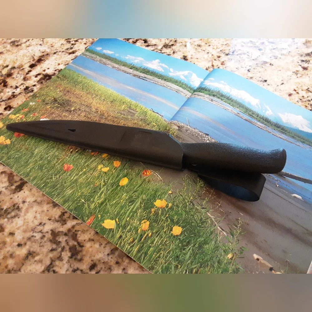 1990'S AMERICAN ANGLER USA FISH FILLET KNIFE WITH SHEATH, SURGICAL STEEL BLADE